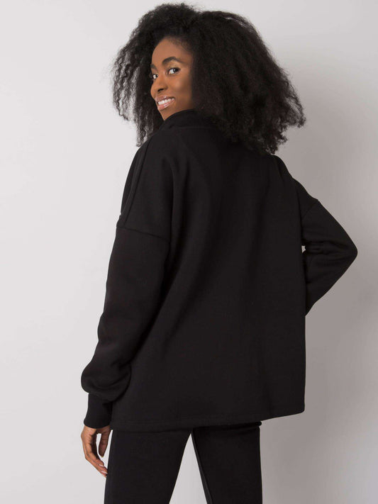 RUE PARIS Czarna bluza z kieszeniami