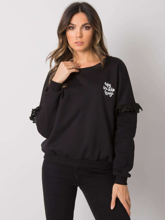 RUE PARIS Czarna bluza z falbankami