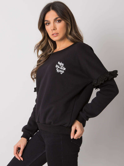 RUE PARIS Czarna bluza z falbankami