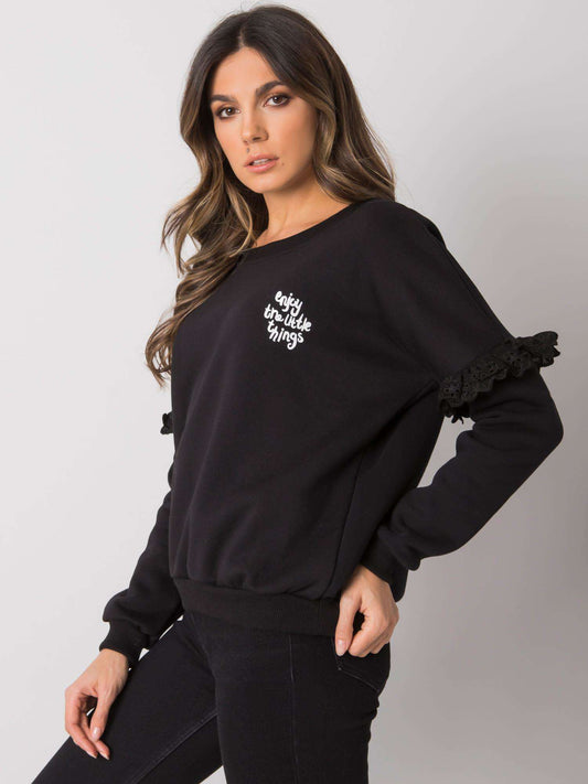 RUE PARIS Czarna bluza z falbankami