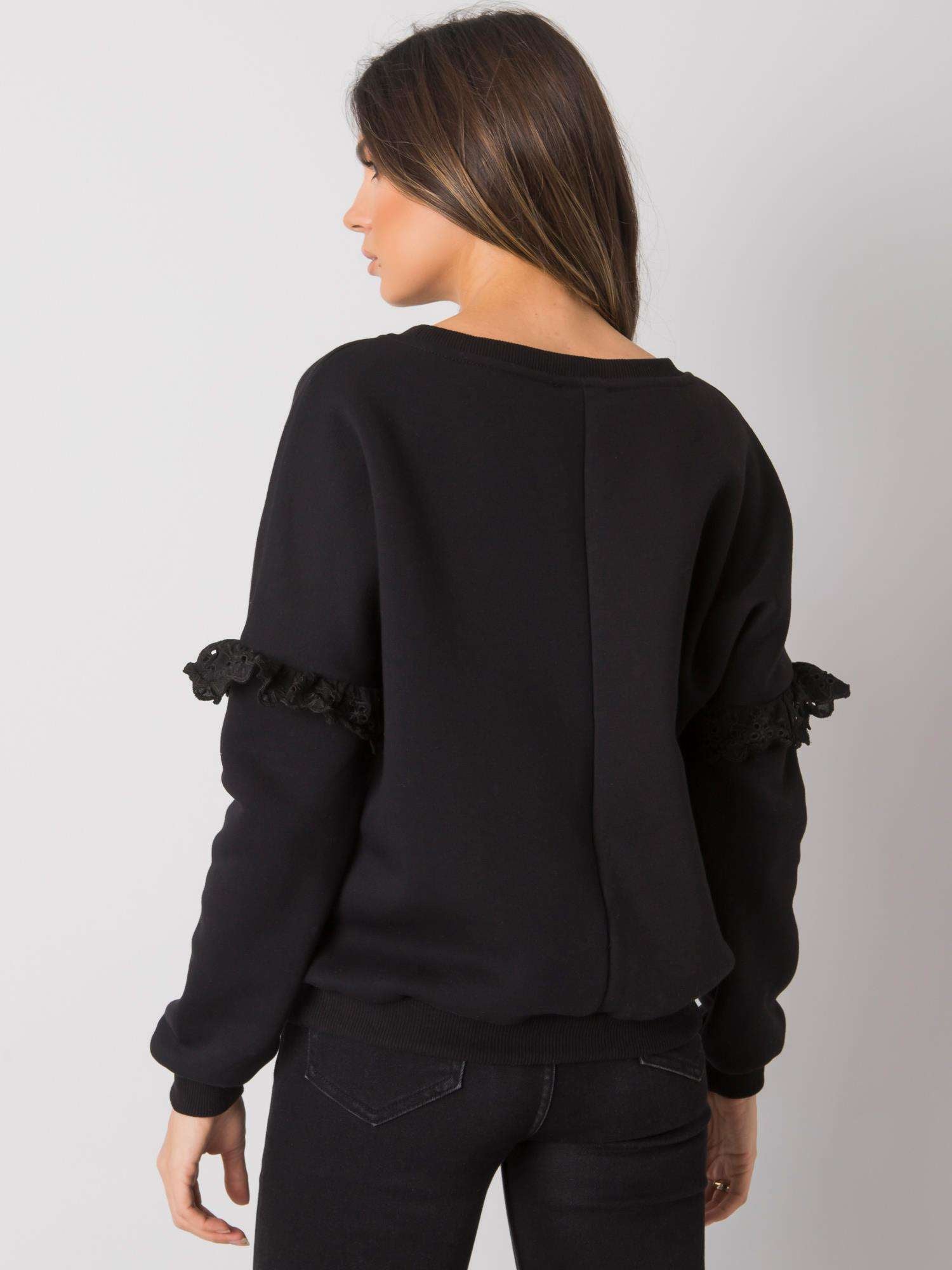 RUE PARIS Czarna bluza z falbankami