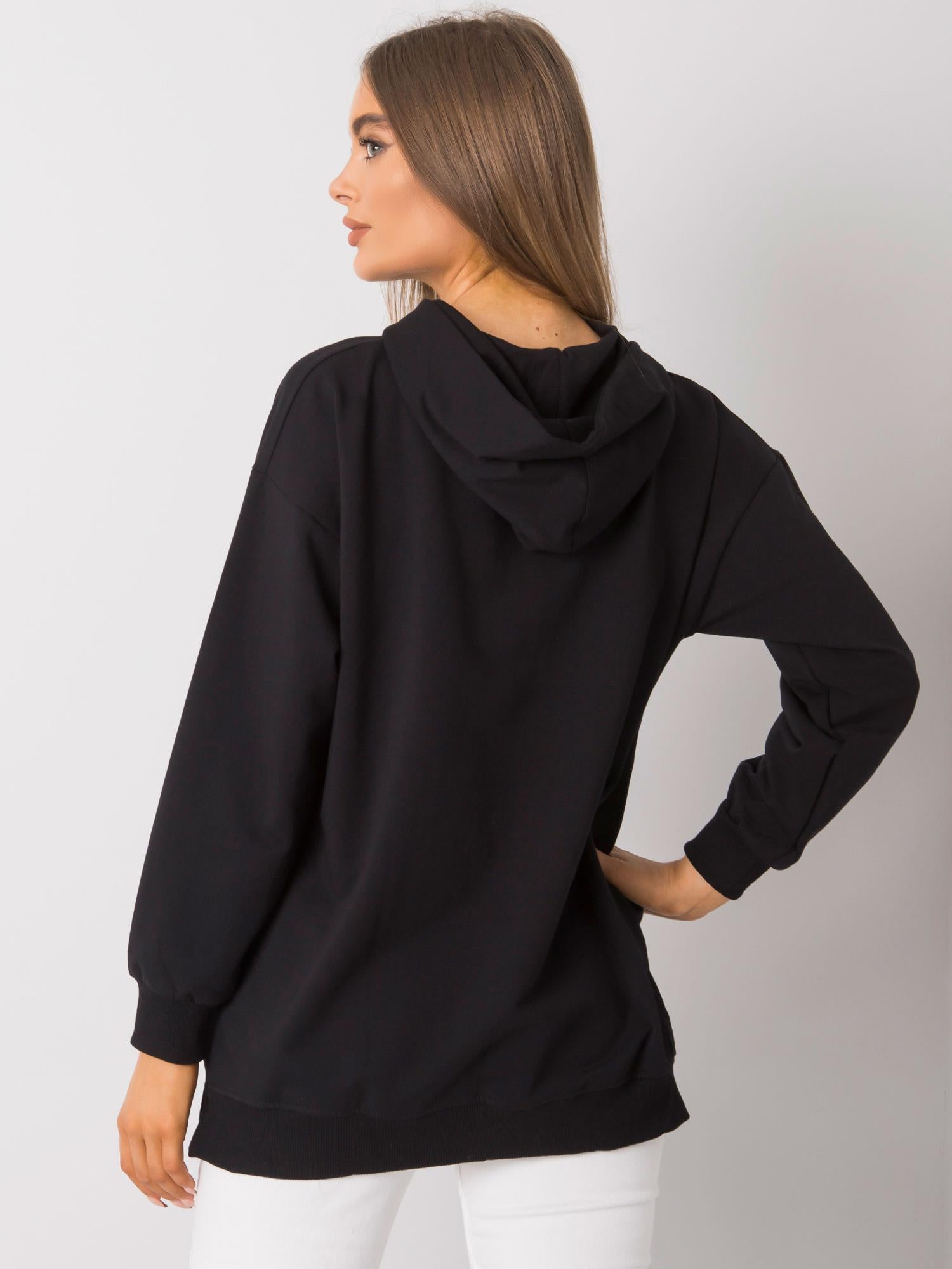 RUE PARIS Czarna bluza z kapturem i kieszeniami