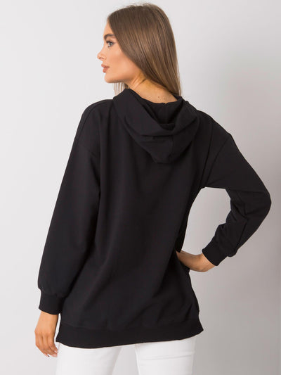 RUE PARIS Czarna bluza z kapturem i kieszeniami
