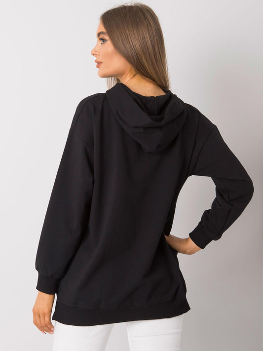 RUE PARIS Czarna bluza z kapturem i kieszeniami
