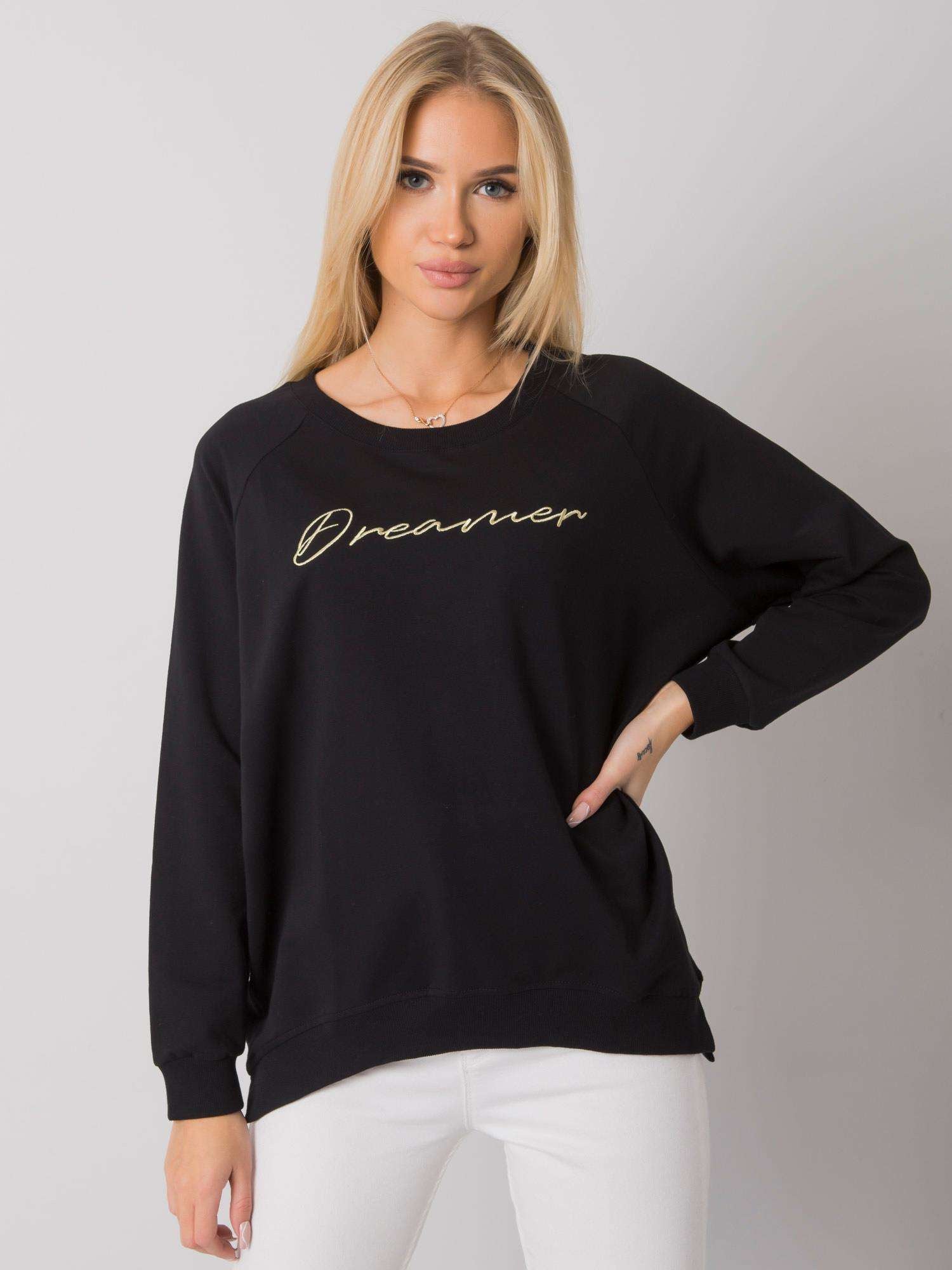 RUE PARIS Czarna bluza bawełniana damska