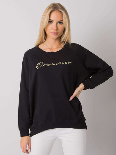 RUE PARIS Czarna bluza bawełniana damska