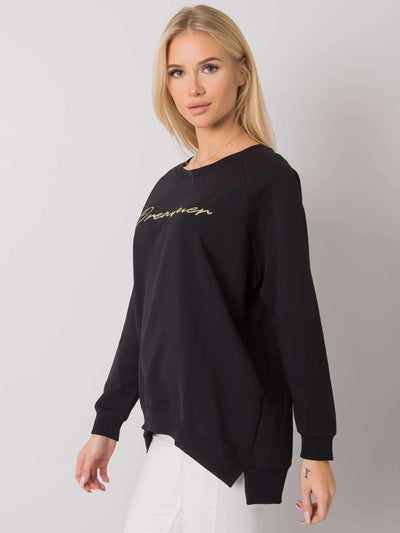 RUE PARIS Czarna bluza bawełniana damska
