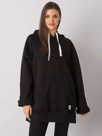 RUE PARIS Czarna bluza kangurka z kapturem