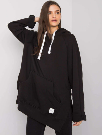 RUE PARIS Czarna bluza kangurka z kapturem