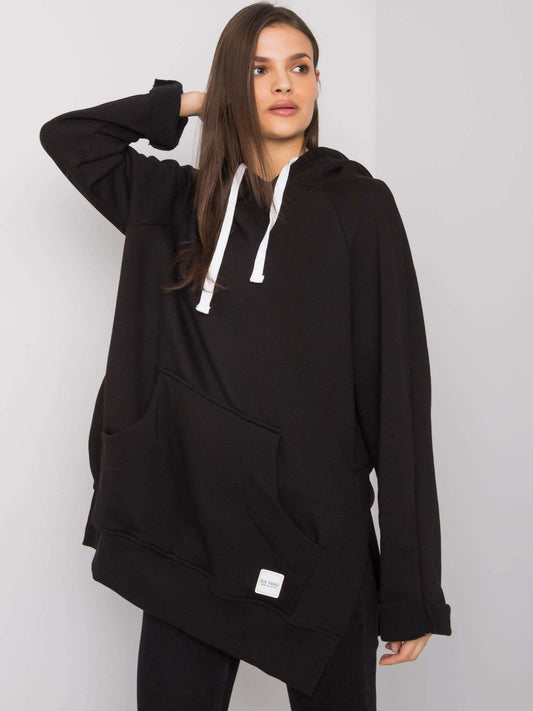 RUE PARIS Czarna bluza kangurka z kapturem