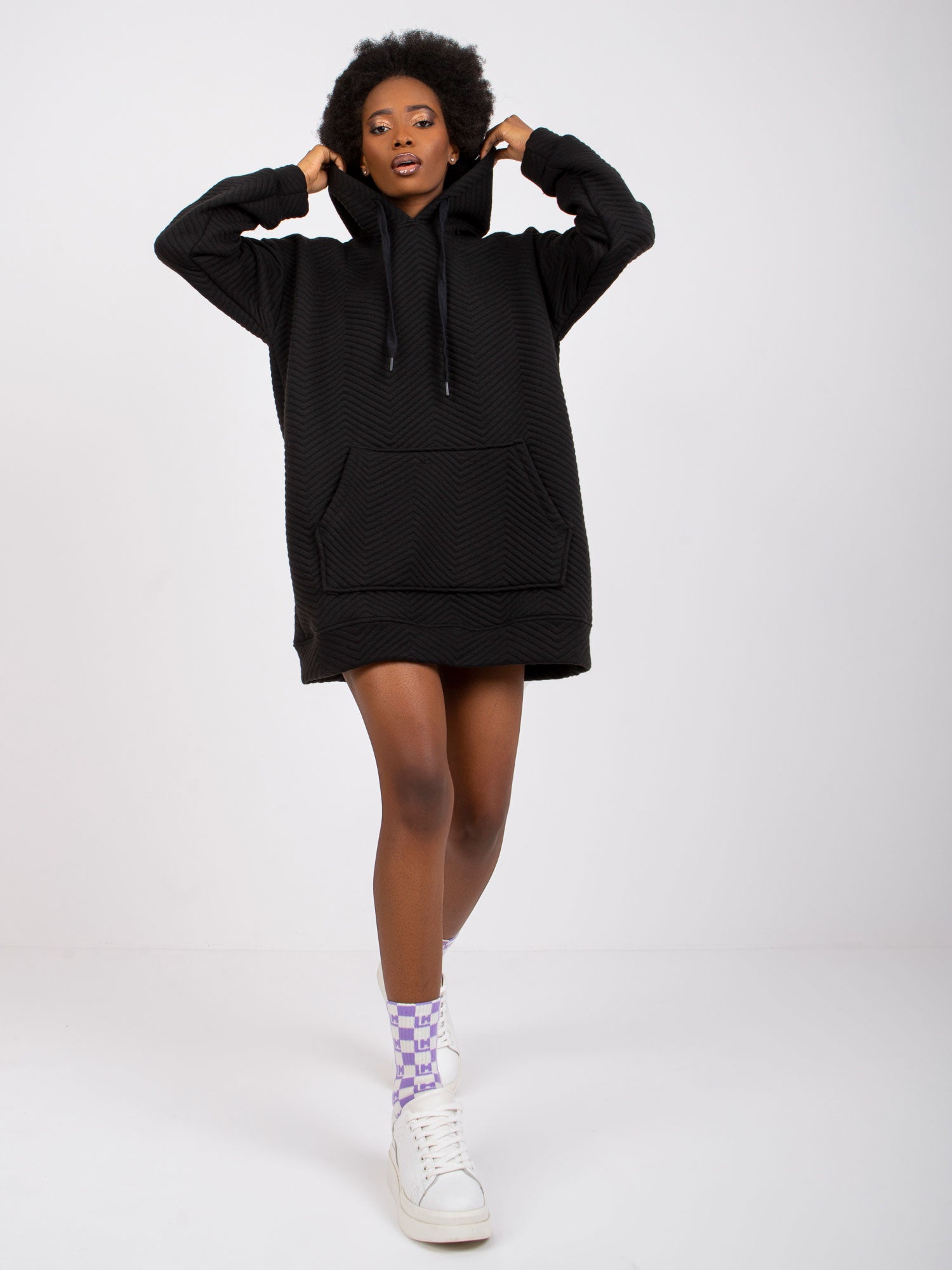 RUE PARIS Czarna bluza z kapturem