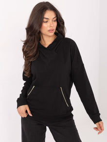 RUE PARIS Czarna bluza kangurka z bawełny