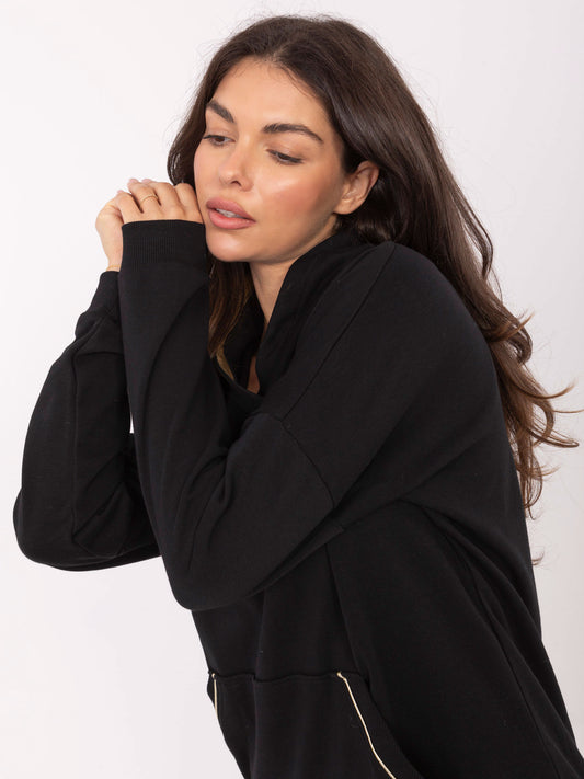 RUE PARIS Czarna bluza kangurka z bawełny