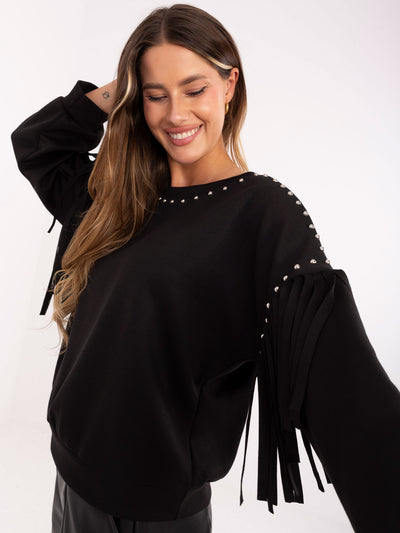 RUE PARIS Czarna bluza oversize z ćwiekami