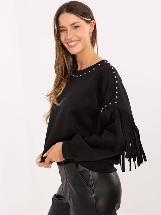 RUE PARIS Czarna bluza oversize z ćwiekami