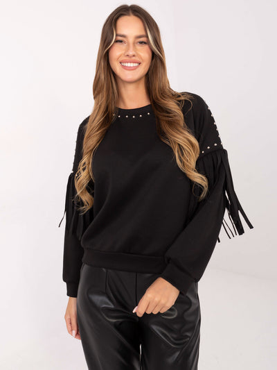 RUE PARIS Czarna bluza oversize z ćwiekami