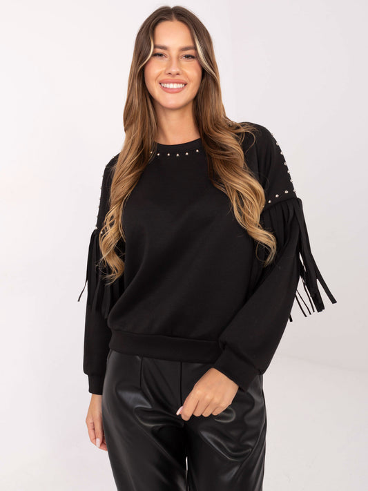 RUE PARIS Czarna bluza oversize z ćwiekami