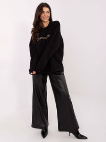RUE PARIS Czarna ocieplana bluza z napisem