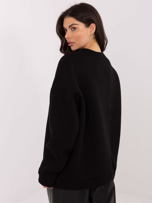 RUE PARIS Czarna ocieplana bluza z napisem