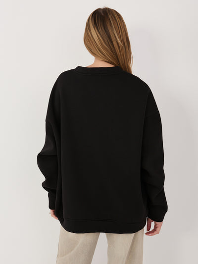 RUE PARIS Czarna bluza oversize z wypukłym napisem