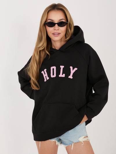 RUE PARIS Czarna bluza oversize z ociepleniem