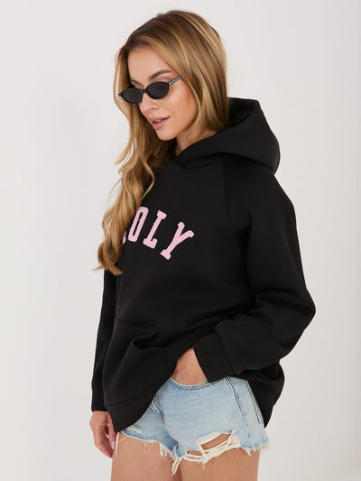 RUE PARIS Czarna bluza oversize z ociepleniem
