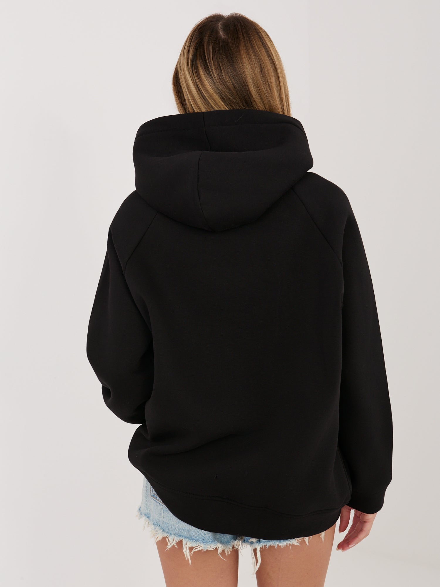 RUE PARIS Czarna bluza oversize z ociepleniem