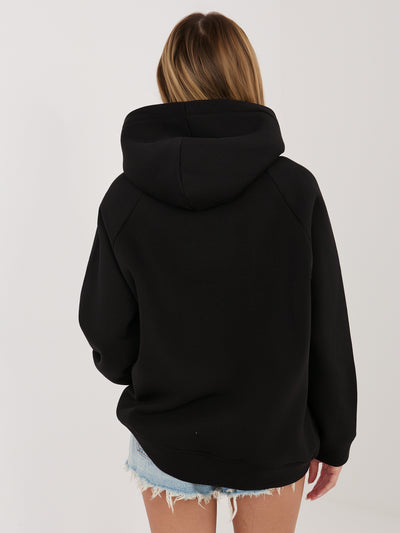 RUE PARIS Czarna bluza oversize z ociepleniem
