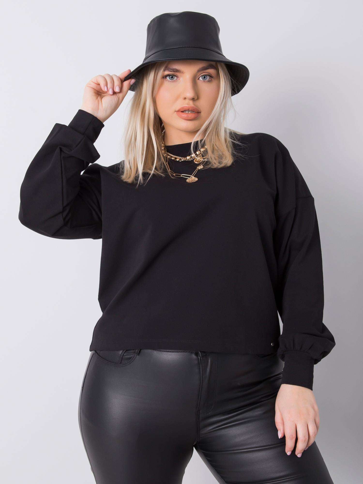 Czarna gładka bluza plus size