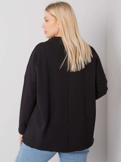 Czarna bluza plus size z nadrukiem i kieszeniami