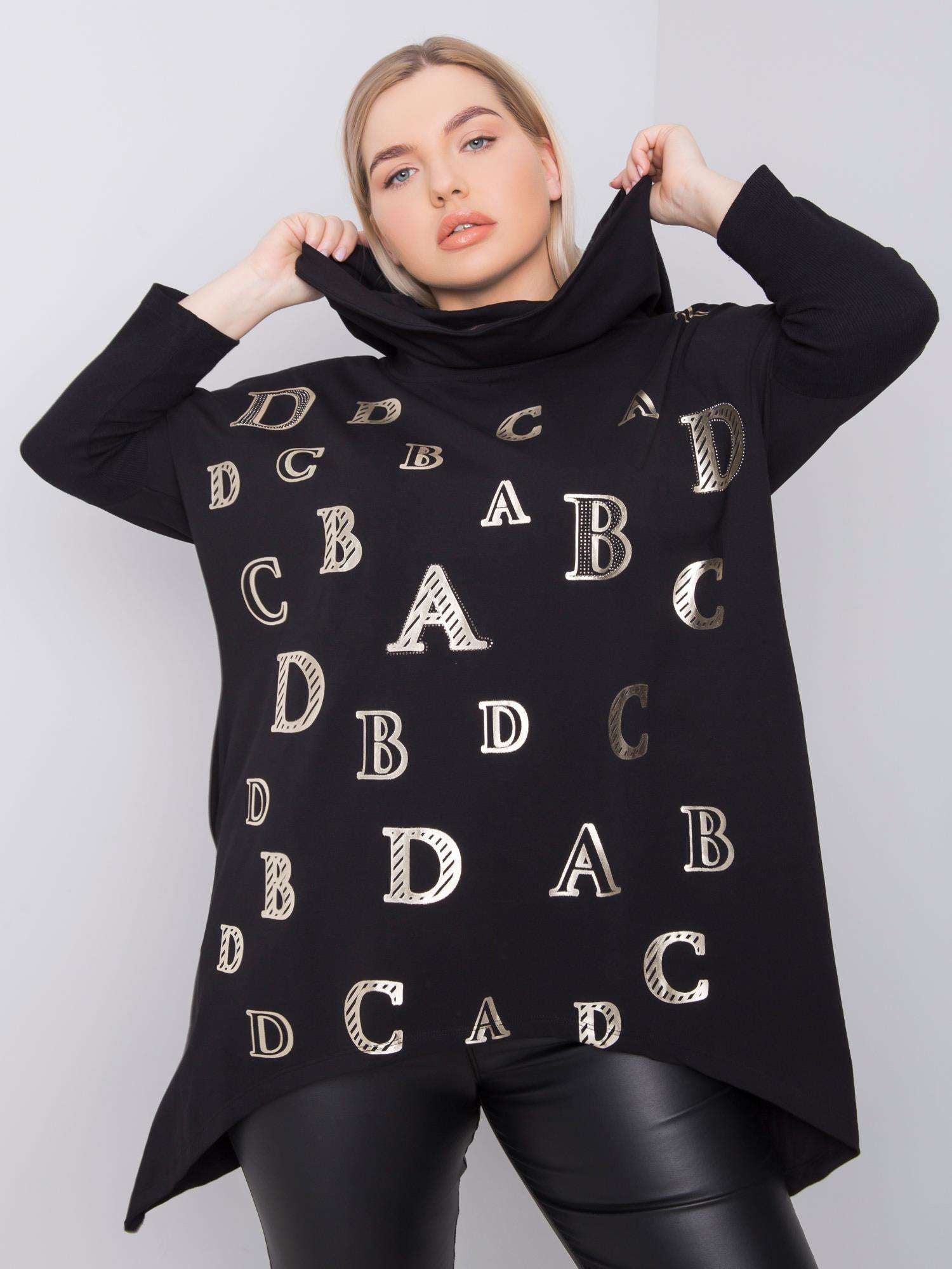 Czarna bluza plus size z nadrukiem