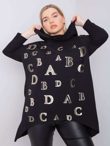 Czarna bluza plus size z nadrukiem