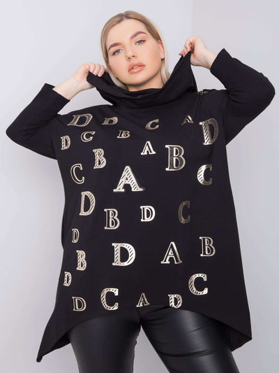 Czarna bluza plus size z nadrukiem