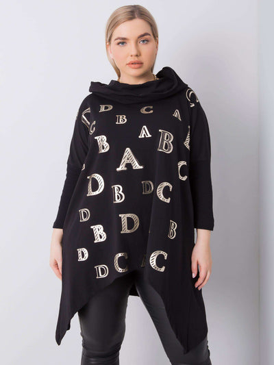Czarna bluza plus size z nadrukiem