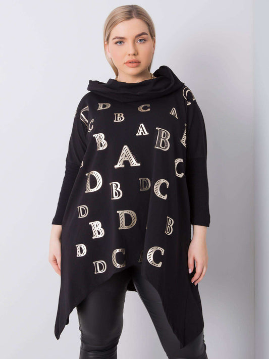 Czarna bluza plus size z nadrukiem