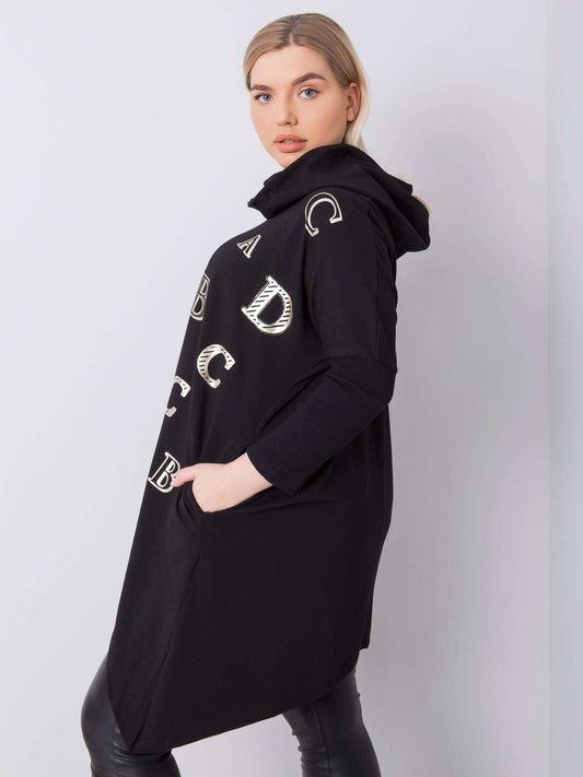 Czarna bluza plus size z nadrukiem