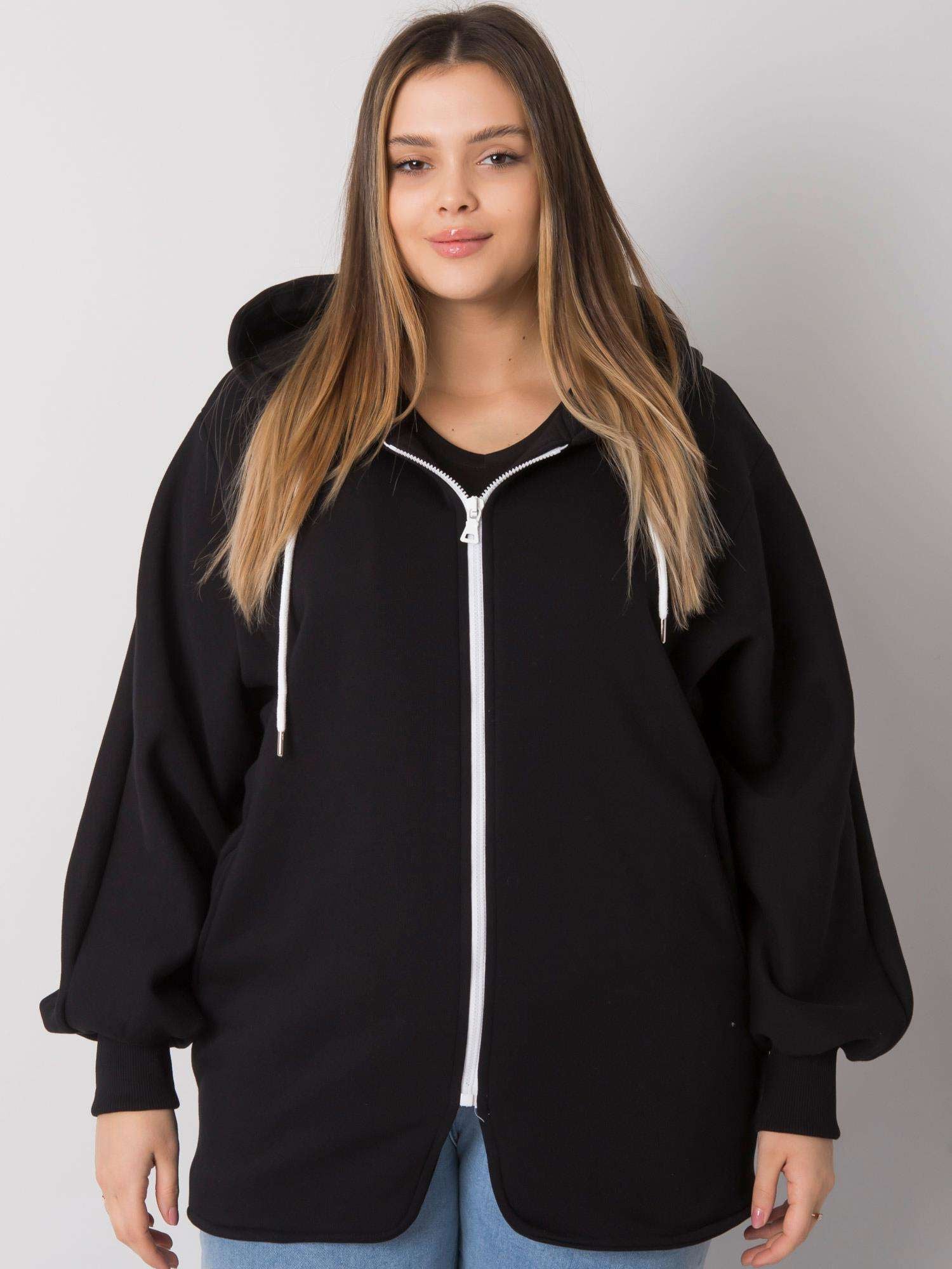 Czarna bluza plus size z kieszeniami