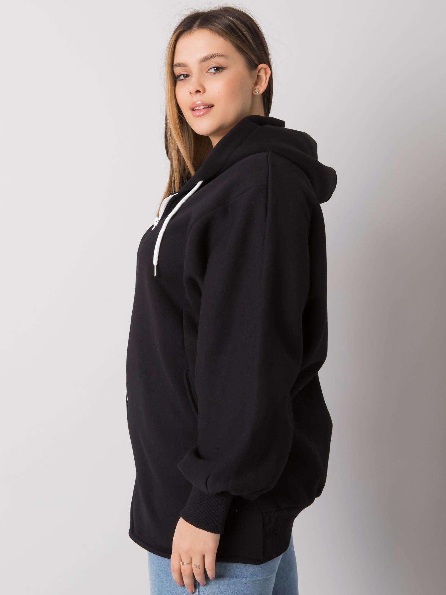 Czarna bluza plus size z kieszeniami