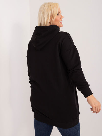 Czarna bawełniana bluza plus size z kapturem