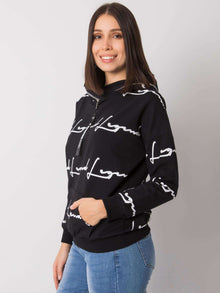 Czarna bluza plus size z printem