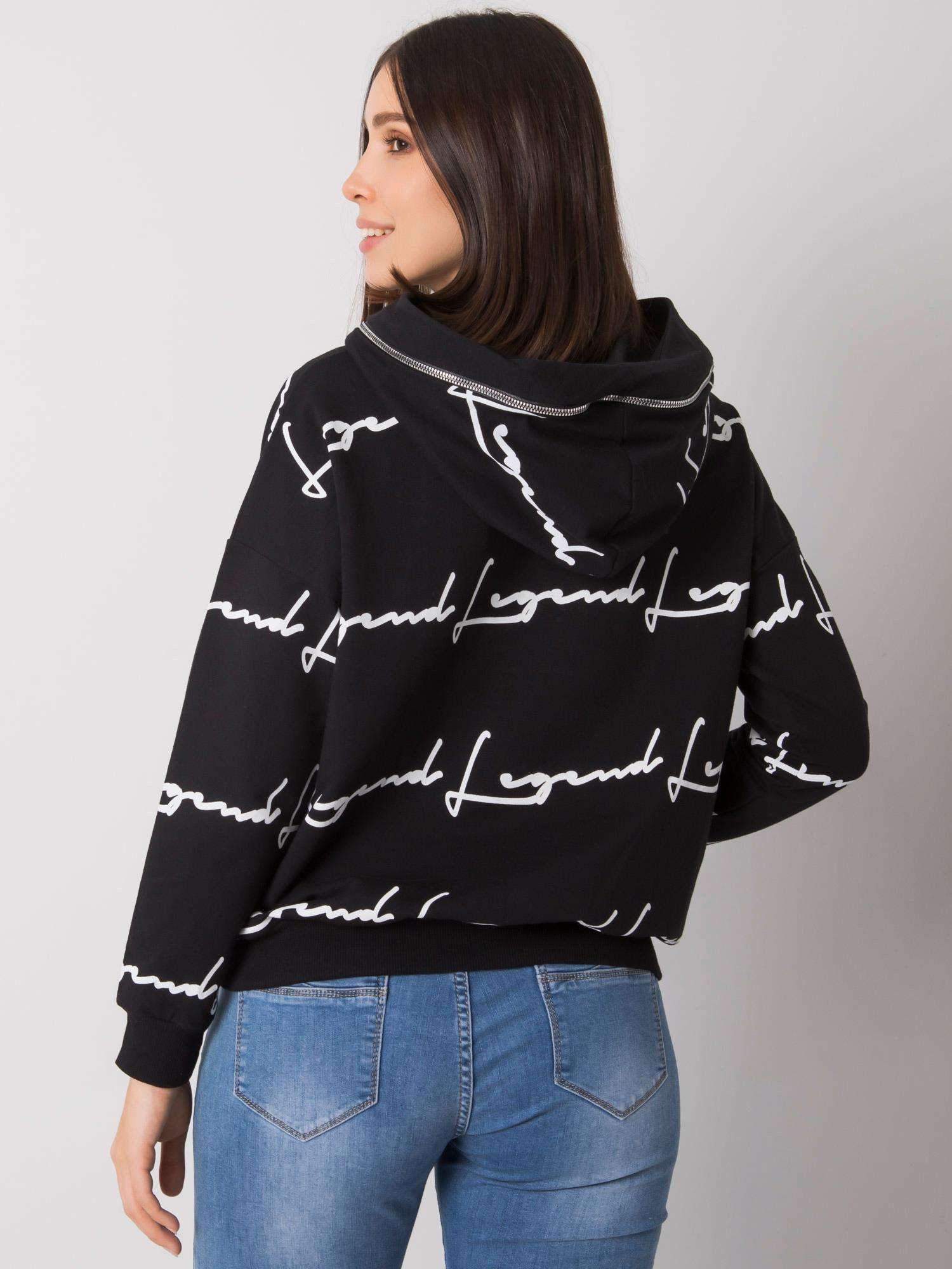 Czarna bluza plus size z printem