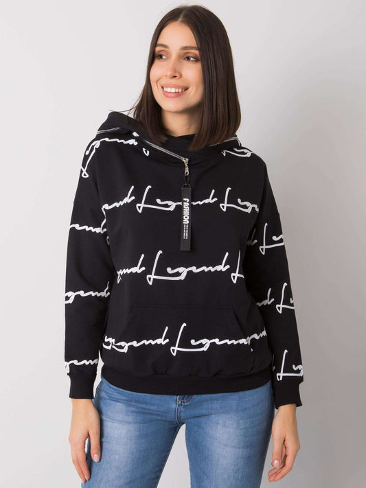 Czarna bluza plus size z printem