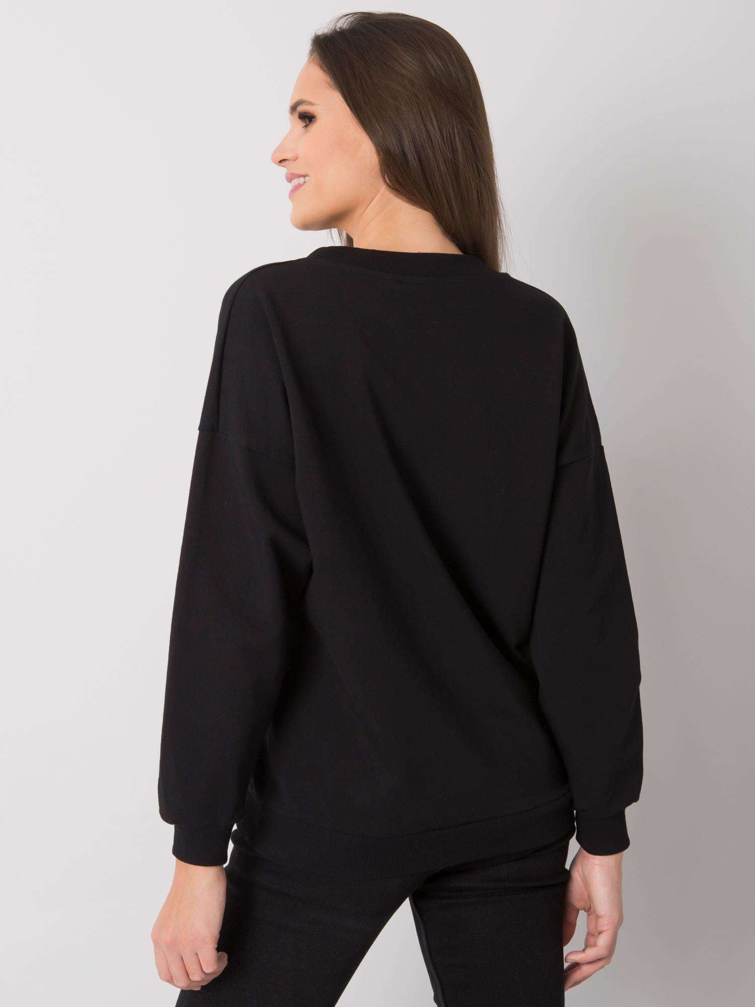 RUE PARIS Czarna bluzka V-neck