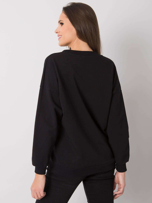 RUE PARIS Czarna bluzka V-neck