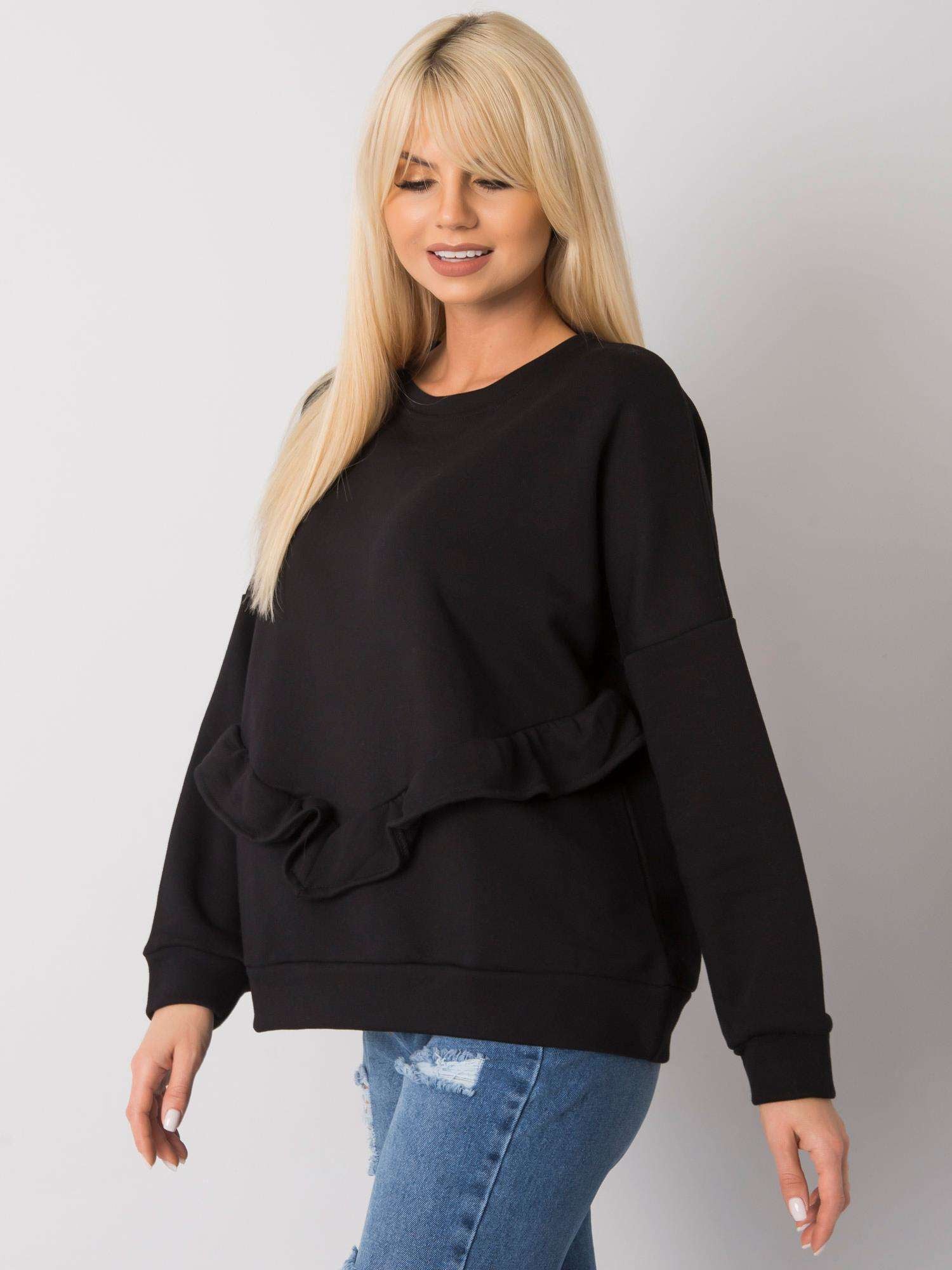 RUE PARIS Czarna bluza bez kaptura