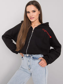 RUE PARIS Czarna bluza rozpinana z haftem