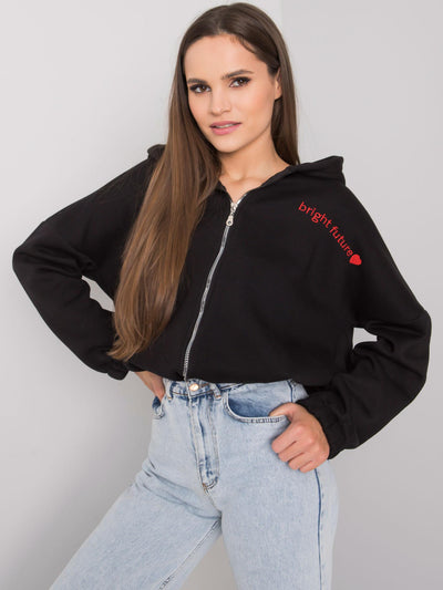 RUE PARIS Czarna bluza rozpinana z haftem