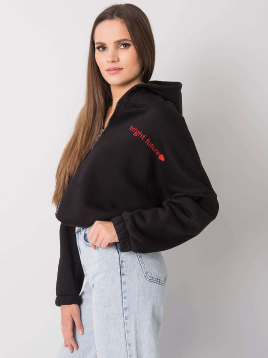RUE PARIS Czarna bluza rozpinana z haftem