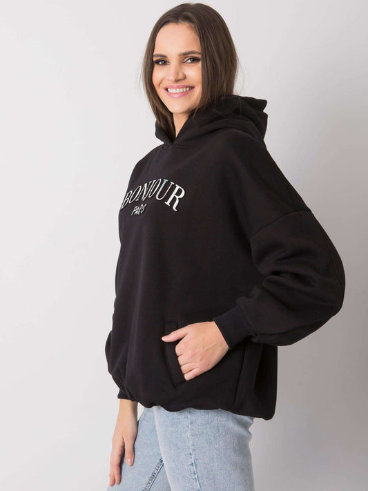 RUE PARIS Czarna bluza damska z kapturem