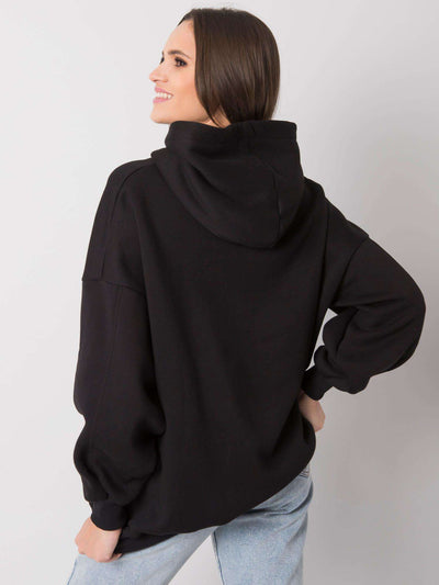RUE PARIS Czarna bluza damska z kapturem